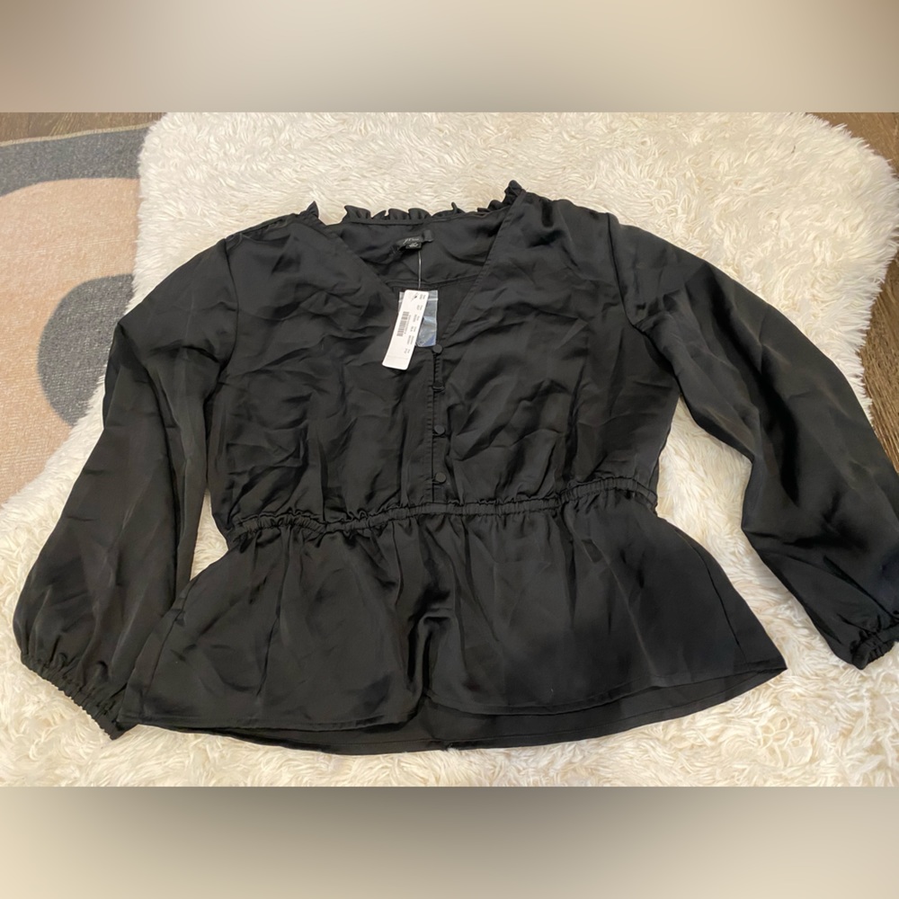 J. Crew NWT Women’s Peplum Satin Top 3/4 sleeves AD320 size 12p